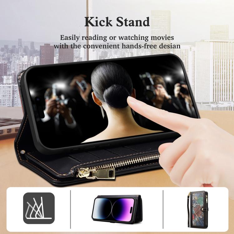 For Samsung Galaxy A06 5G ESEBLE Star Series Lanyard Zipper Wallet RFID Leather Case(Black) - Galaxy Phone Cases by ESEBLE | Online Shopping UK | buy2fix