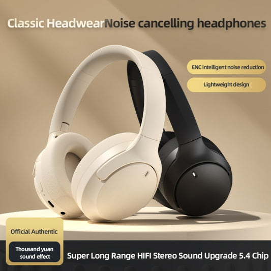 NC10 ANC Active Noise Reduction Head-mounted Bluetooth Earphone(Beige) by buy2fix