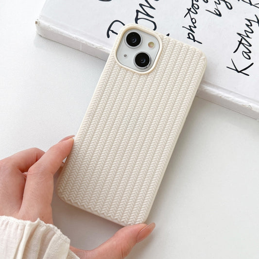 For iPhone 16 Plus Weave Texture TPU Phone Case(White) by buy2fix