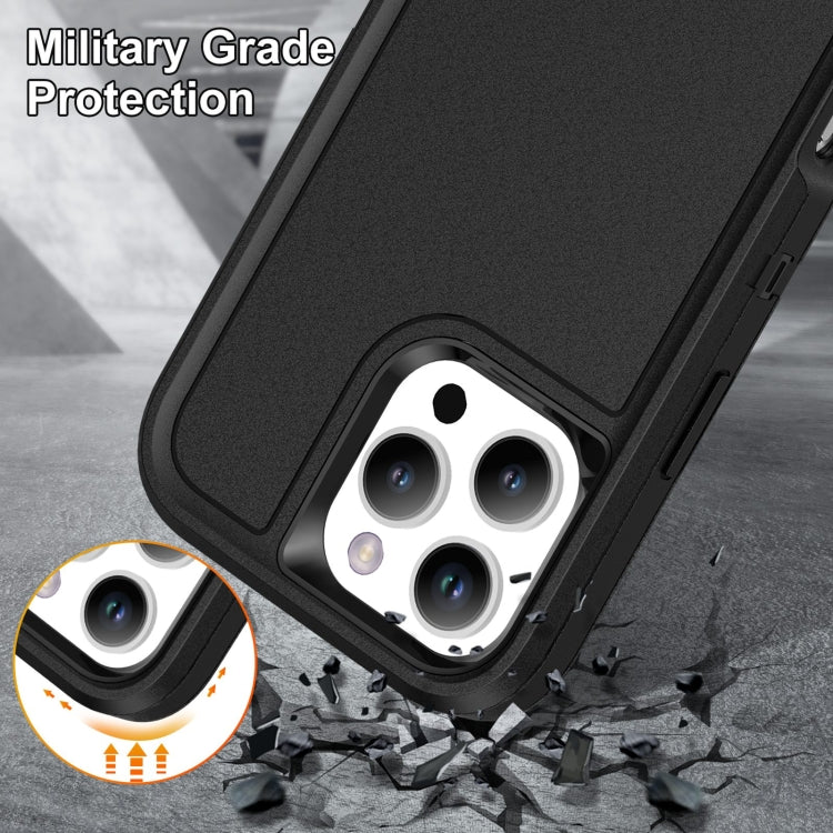 For iPhone 16 Pro Rugged PC + Silicone Phone Case with Holder(Black) - iPhone 16 Pro Cases by buy2fix | Online Shopping UK | buy2fix