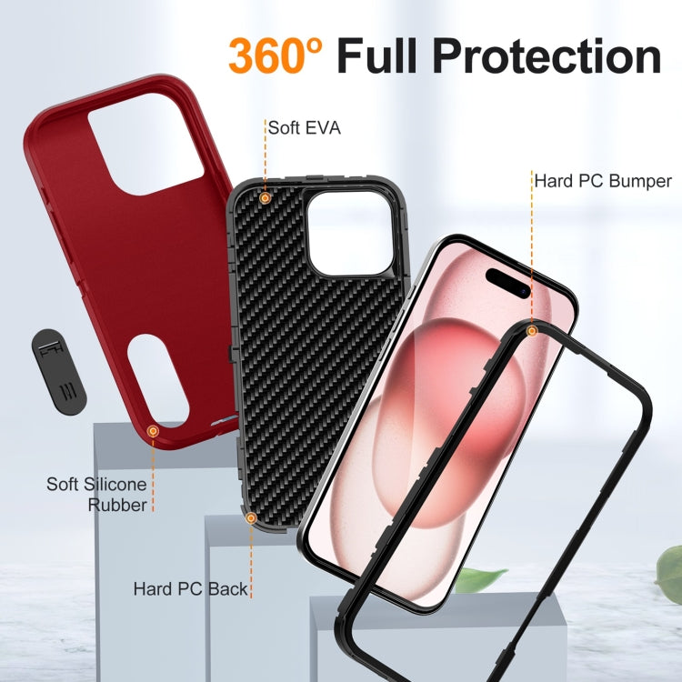 For iPhone 16 Pro Rugged PC + Silicone Phone Case with Holder(Red+Black) - iPhone 16 Pro Cases by buy2fix | Online Shopping UK | buy2fix