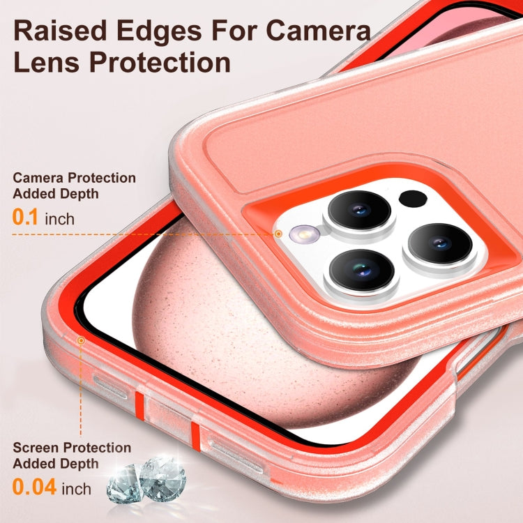 For iPhone 16 Pro Rugged PC + Silicone Phone Case with Holder(Transparent+Orange) - iPhone 16 Pro Cases by buy2fix | Online Shopping UK | buy2fix