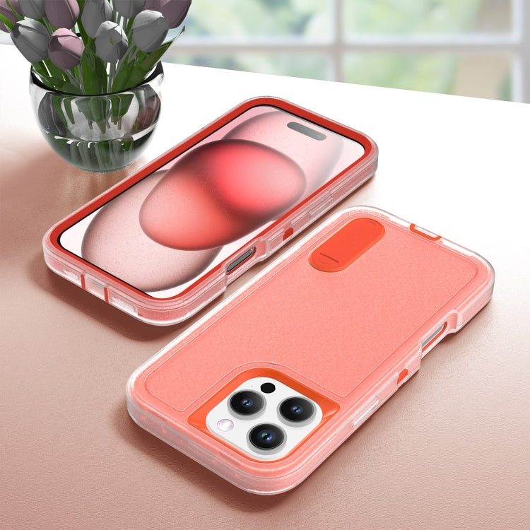 For iPhone 16 Pro Rugged PC + Silicone Phone Case with Holder(Transparent+Orange) - iPhone 16 Pro Cases by buy2fix | Online Shopping UK | buy2fix