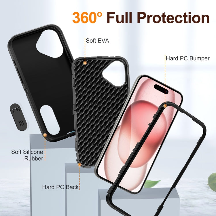 For iPhone 16 Plus Rugged PC + Silicone Phone Case with Holder(Black) - iPhone 16 Plus Cases by buy2fix | Online Shopping UK | buy2fix