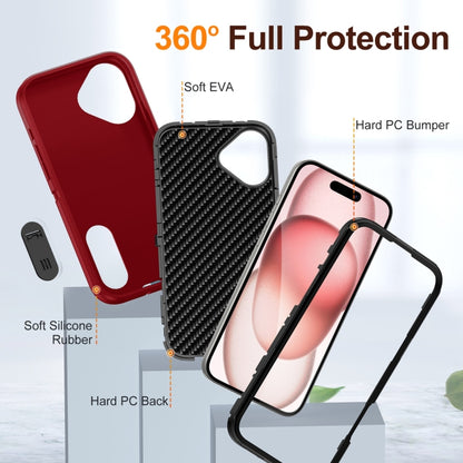 For iPhone 16 Plus Rugged PC + Silicone Phone Case with Holder(Red+Black) - iPhone 16 Plus Cases by buy2fix | Online Shopping UK | buy2fix