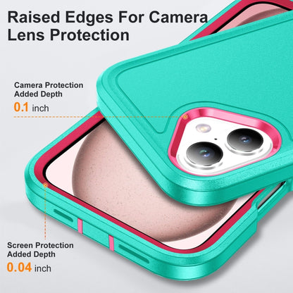 For iPhone 16 Plus Rugged PC + Silicone Phone Case with Holder(Light Green+Rose Red) - iPhone 16 Plus Cases by buy2fix | Online Shopping UK | buy2fix