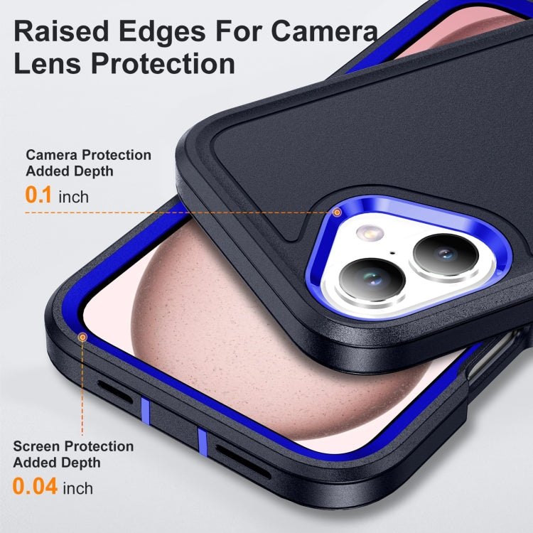 For iPhone 16 Plus Rugged PC + Silicone Phone Case with Holder(Dark Blue+Royal Blue) - iPhone 16 Plus Cases by buy2fix | Online Shopping UK | buy2fix