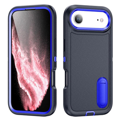For iPhone Air Rugged PC + Silicone Phone Case with Holder(Dark Blue+Royal Blue) - iPhone Air Cases by buy2fix | Online Shopping UK | buy2fix