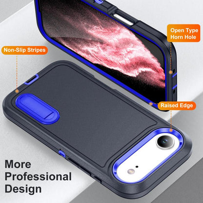 For iPhone Air Rugged PC + Silicone Phone Case with Holder(Dark Blue+Royal Blue) - iPhone Air Cases by buy2fix | Online Shopping UK | buy2fix