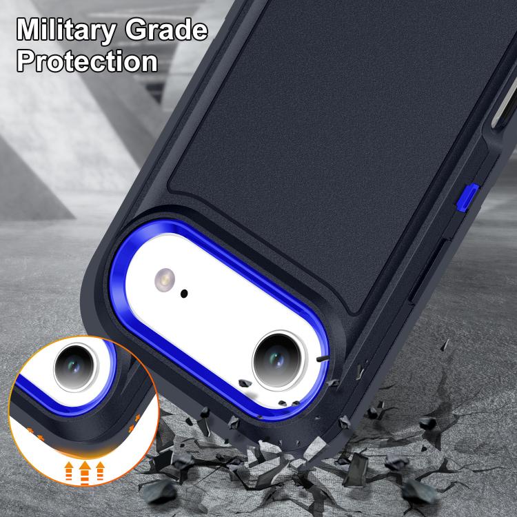 For iPhone Air Rugged PC + Silicone Phone Case with Holder(Dark Blue+Royal Blue) - iPhone Air Cases by buy2fix | Online Shopping UK | buy2fix