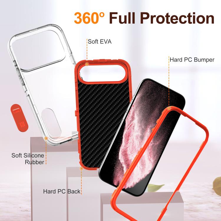 For iPhone Air Rugged PC + Silicone Phone Case with Holder(Transparent+Orange) - iPhone Air Cases by buy2fix | Online Shopping UK | buy2fix