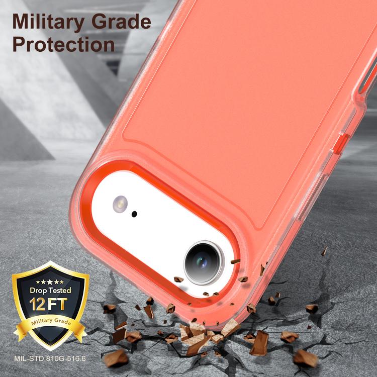 For iPhone Air Rugged PC + Silicone Phone Case with Holder(Transparent+Orange) - iPhone Air Cases by buy2fix | Online Shopping UK | buy2fix