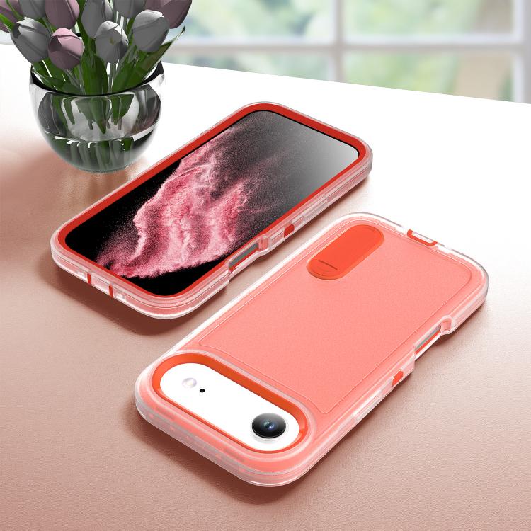 For iPhone Air Rugged PC + Silicone Phone Case with Holder(Transparent+Orange) - iPhone Air Cases by buy2fix | Online Shopping UK | buy2fix