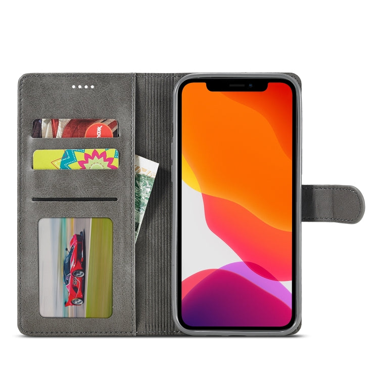 For iPhone 12 / 12 Pro LC.IMEEKE Calf Texture Horizontal Flip Leather Case with Holder & Card Slots & Wallet(Grey) - iPhone 12 / 12 Pro Cases by LC.IMEEKE | Online Shopping UK | buy2fix