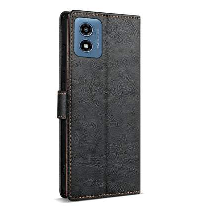 For Motorola Moto G Play 2024 N.BEKUS CSJ-P1 Solid Color Leather Phone Case(Black) - Motorola Cases by N.BEKUS | Online Shopping UK | buy2fix