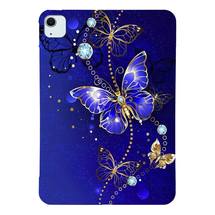 For iPad Air 11 2025 / 2024 Color Painting Pattern Smart Tablet TPU Case(Blue Butterfly) by buy2fix