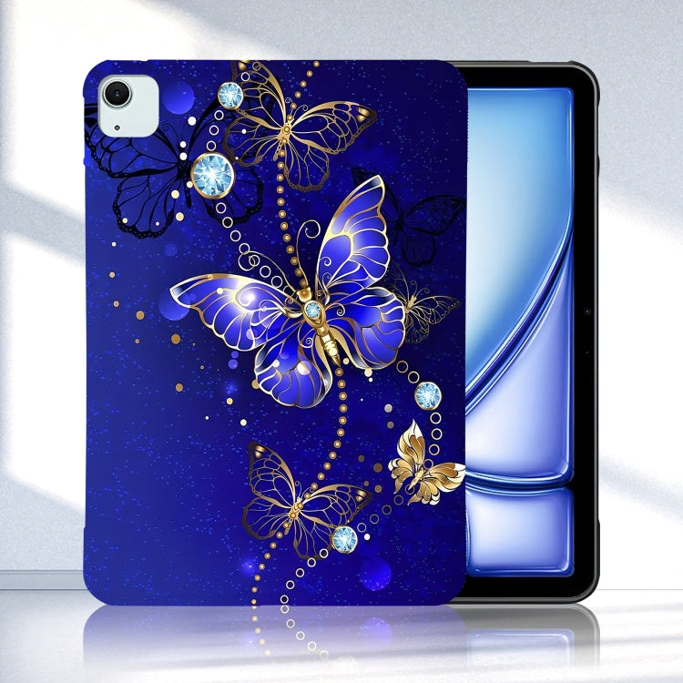 For iPad Air 11 2025 / 2024 Color Painting Pattern Smart Tablet TPU Case(Blue Butterfly) by buy2fix