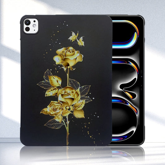 For iPad Pro 13 2025 / 2024 Color Painting Pattern Smart Tablet TPU Case(Golden Rose) by buy2fix