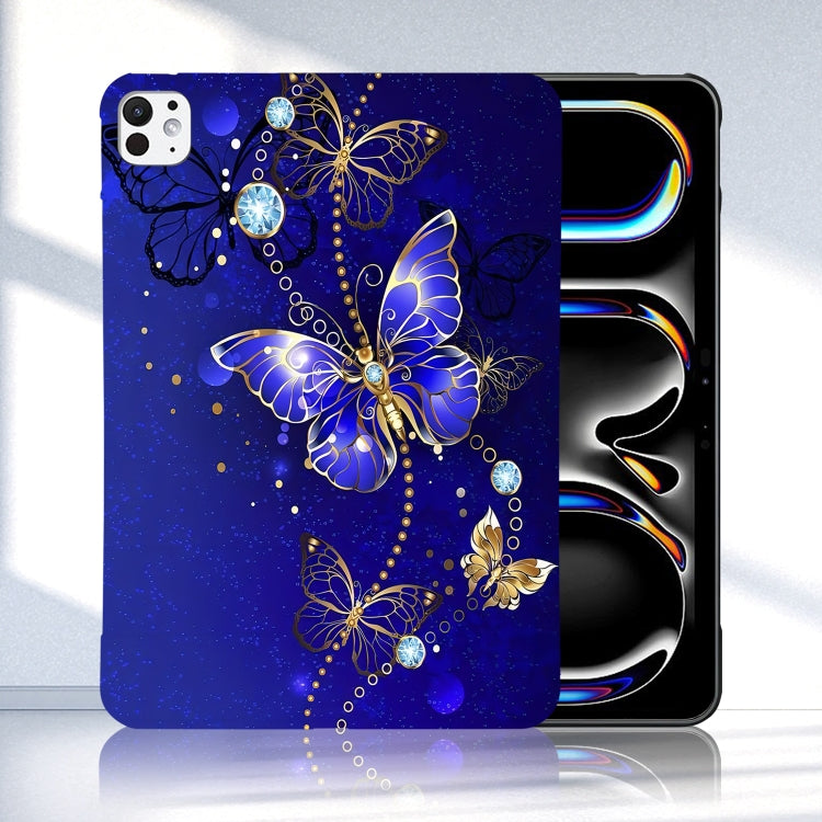 For iPad Pro 13 2024 Color Painting Pattern Smart Tablet TPU Case(Blue Butterfly) - iPad Pro 13 2024 Cases by buy2fix | Online Shopping UK | buy2fix