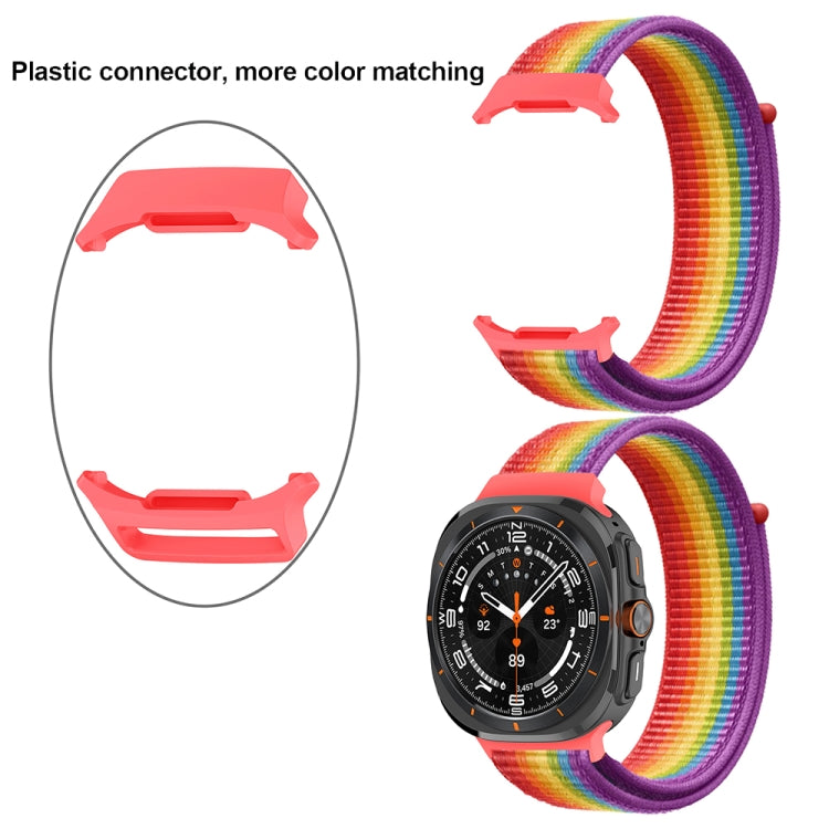 For Samsung Galaxy Watch Ultra 47mm Plastic Connector Nylon Loop Watch Band(Black Orange) - Watch Bands by buy2fix | Online Shopping UK | buy2fix