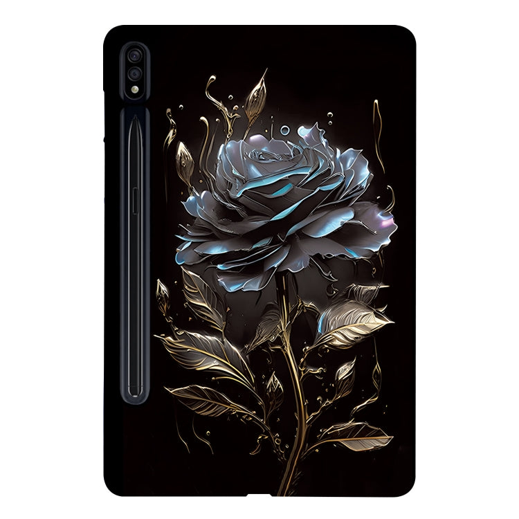 For Samsung Galaxy Tab S7 / S8 Color Painting Pattern Smart Tablet TPU Case(Black Rose) by buy2fix