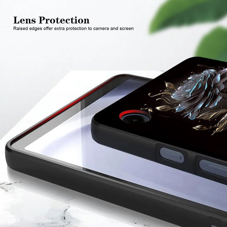 For Samsung Galaxy Tab S7 / S8 Color Painting Pattern Smart Tablet TPU Case(Black Rose) by buy2fix