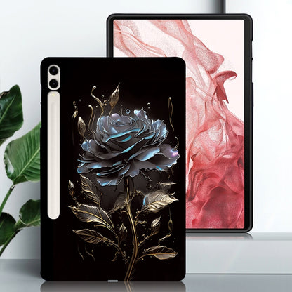 For Samsung Galaxy Tab S7+ / S8+ Color Painting Pattern Smart Tablet TPU Case(Black Rose) by buy2fix
