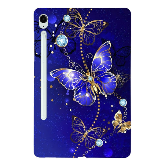 For Samsung Galaxy Tab S9 / S9 FE Color Painting Pattern Smart Tablet TPU Case(Blue Butterfly)