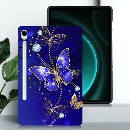 For Samsung Galaxy Tab S9 / S9 FE Color Painting Pattern Smart Tablet TPU Case(Blue Butterfly) - Galaxy Tab S9 Cases by buy2fix | Online Shopping UK | buy2fix