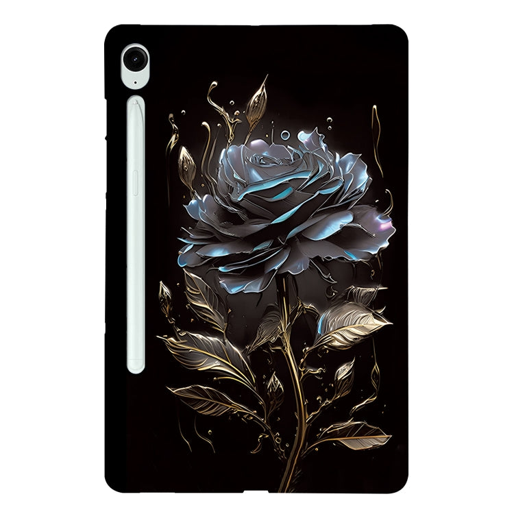 For Samsung Galaxy Tab S9 / S9 FE Color Painting Pattern Smart Tablet TPU Case(Black Rose) - Galaxy Tab S9 Cases by buy2fix | Online Shopping UK | buy2fix