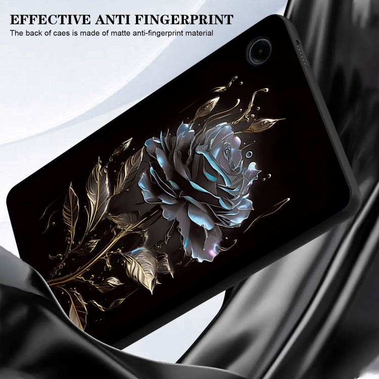 For Samsung Galaxy Tab S9 / S9 FE Color Painting Pattern Smart Tablet TPU Case(Black Rose) - Galaxy Tab S9 Cases by buy2fix | Online Shopping UK | buy2fix