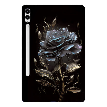 For Samsung Galaxy Tab S9+ / S9 FE+ Color Painting Pattern Smart Tablet TPU Case(Black Rose) - Galaxy Tab S9+ Cases by buy2fix | Online Shopping UK | buy2fix