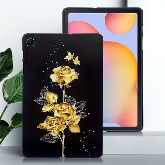 For Samsung Galaxy Tab S6 Lite 2024 / 2022 Color Painting Pattern Smart Tablet TPU Case(Golden Rose) by buy2fix