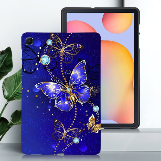 For Samsung Galaxy Tab S6 Lite 2024 / 2022 Color Painting Pattern Smart Tablet TPU Case(Blue Butterfly) by buy2fix