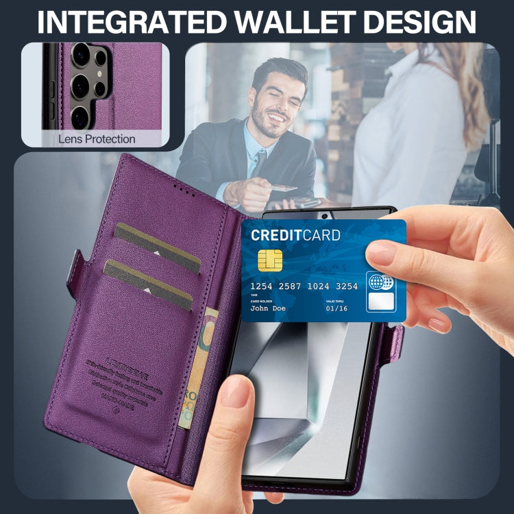 For Samsung Galaxy S24 Ultra 5G LC.IMEEKE L1 Series Frosted Fine Texture PU Phone Case(Purple) by LC.IMEEKE