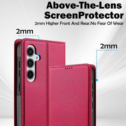 For Samsung Galaxy S24 FE 5G LC.IMEEKE L1 Series Frosted Fine Texture PU Phone Case(Red) - Galaxy S24 FE 5G Cases by LC.IMEEKE | Online Shopping UK | buy2fix