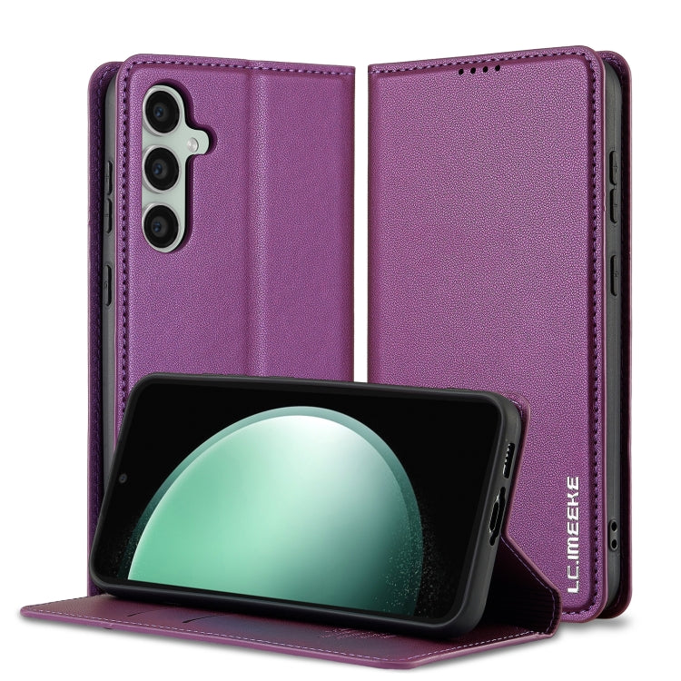 For Samsung Galaxy S23+ 5G LC.IMEEKE L1 Series Frosted Fine Texture PU Phone Case(Purple) by LC.IMEEKE