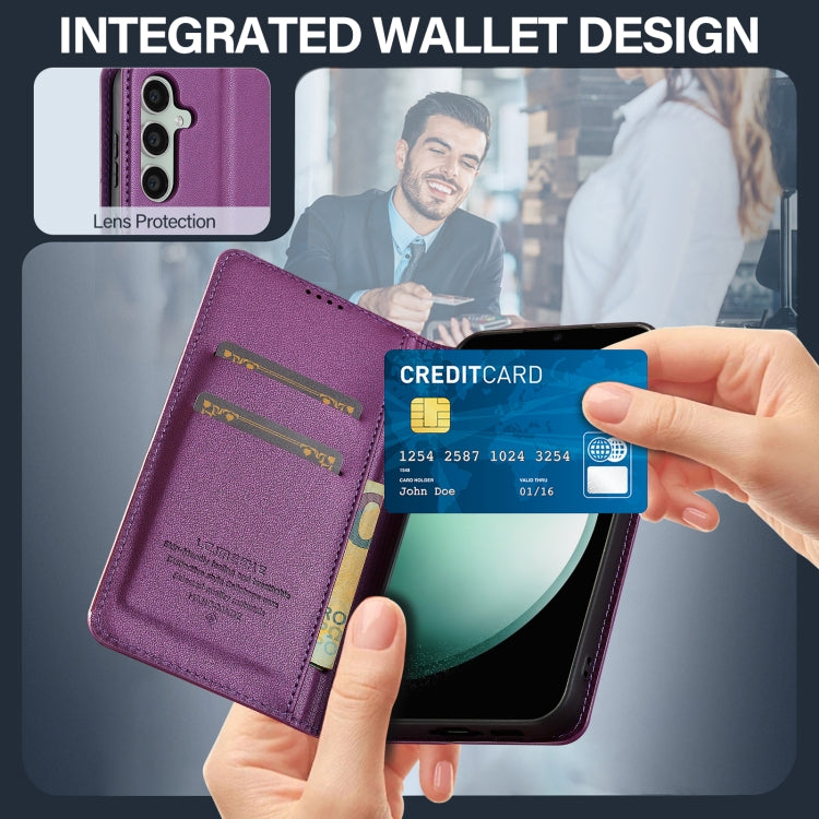 For Samsung Galaxy S23+ 5G LC.IMEEKE L1 Series Frosted Fine Texture PU Phone Case(Purple) by LC.IMEEKE