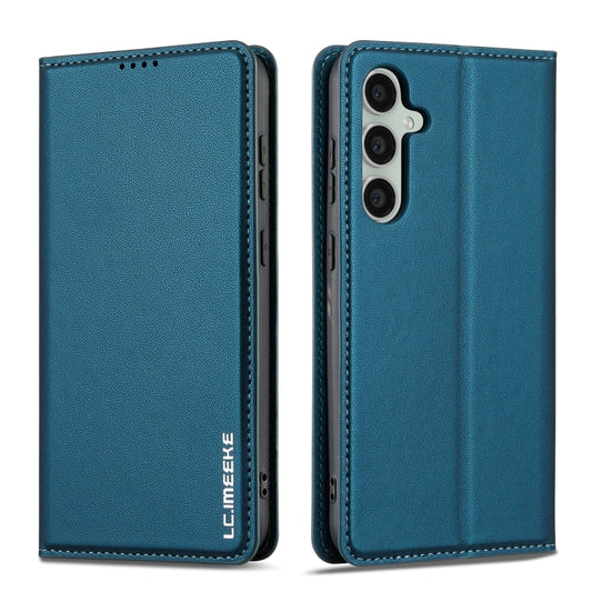 For Samsung Galaxy S24 5G LC.IMEEKE L1 Series Frosted Fine Texture PU Phone Case(Blue) by LC.IMEEKE