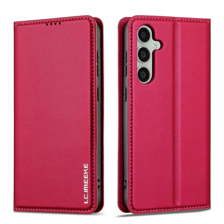 For Samsung Galaxy S24 5G LC.IMEEKE L1 Series Frosted Fine Texture PU Phone Case(Red) - Galaxy S24 5G Cases by LC.IMEEKE | Online Shopping UK | buy2fix