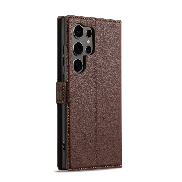 For Samsung Galaxy S25 Ultra 5G LC.IMEEKE L1 Series Frosted Fine Texture PU Phone Case(Brown) by LC.IMEEKE