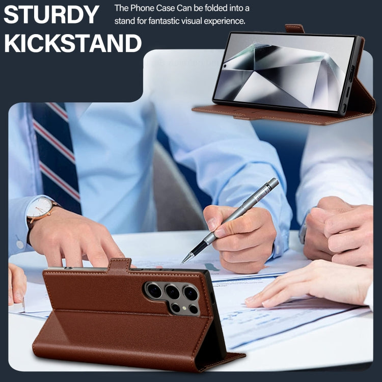 For Samsung Galaxy S25 Ultra 5G LC.IMEEKE L1 Series Frosted Fine Texture PU Phone Case(Brown) by LC.IMEEKE