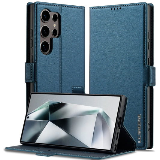 For Samsung Galaxy S25 Ultra 5G LC.IMEEKE L1 Series Frosted Fine Texture PU Phone Case(Blue) by LC.IMEEKE