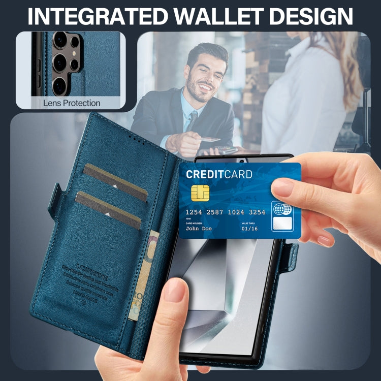 For Samsung Galaxy S25 Ultra 5G LC.IMEEKE L1 Series Frosted Fine Texture PU Phone Case(Blue) by LC.IMEEKE