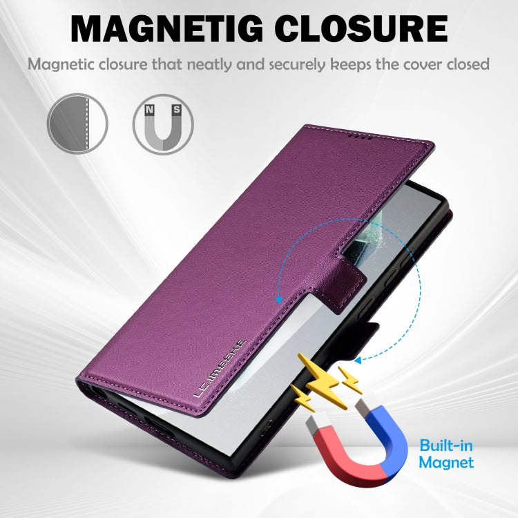 For Samsung Galaxy S25 Ultra 5G LC.IMEEKE L1 Series Frosted Fine Texture PU Phone Case(Purple) by LC.IMEEKE