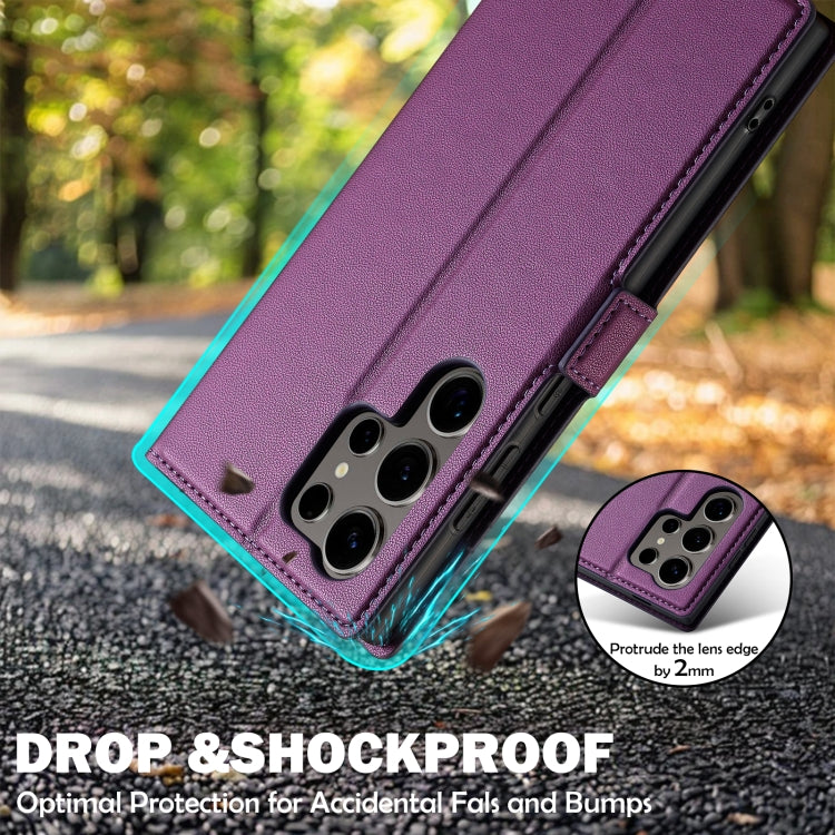 For Samsung Galaxy S25 Ultra 5G LC.IMEEKE L1 Series Frosted Fine Texture PU Phone Case(Purple) by LC.IMEEKE