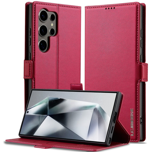 For Samsung Galaxy S25 Ultra 5G LC.IMEEKE L1 Series Frosted Fine Texture PU Phone Case(Red) by LC.IMEEKE