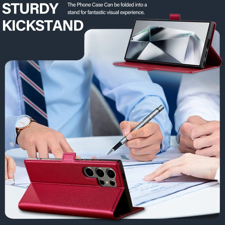 For Samsung Galaxy S25 Ultra 5G LC.IMEEKE L1 Series Frosted Fine Texture PU Phone Case(Red) by LC.IMEEKE