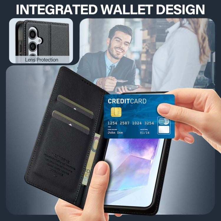 For Samsung Galaxy S25+ 5G LC.IMEEKE L1 Series Frosted Fine Texture PU Phone Case(Black) by LC.IMEEKE