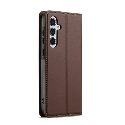 For Samsung Galaxy S25+ 5G LC.IMEEKE L1 Series Frosted Fine Texture PU Phone Case(Brown) by LC.IMEEKE